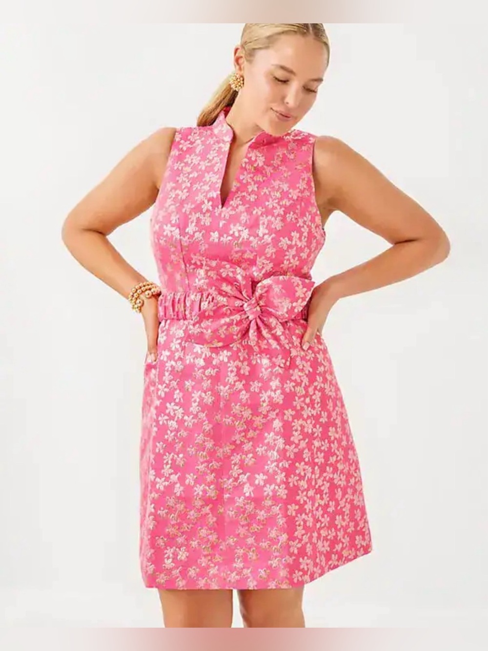 NWT LILLY PULITZER SIZE 14 TAZIE DRESS DITSY DAISY METALLIC BROCADE 🩷